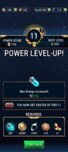 Warhammer 40000 Tacticus power level up screen showing the benefits