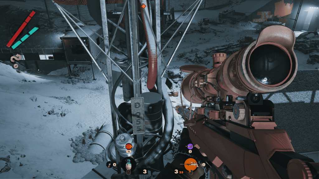 Deathloop: staring at an antenna marked by a special number.