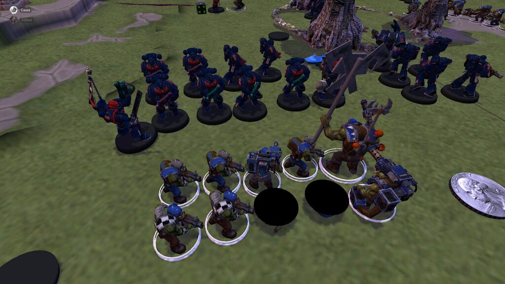 Orks and Marines crash in melee. 