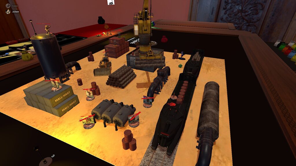 A TTS screenshot of 
a Majestic 13 construction yard. Some troopers and monsters can be seen.