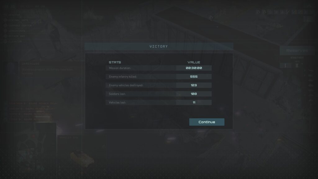 Terminator: Dark Fate - Defiance - end mission score screen. I have killed 555 enemy Infantry and destroyed 123 vehicles in half an hour