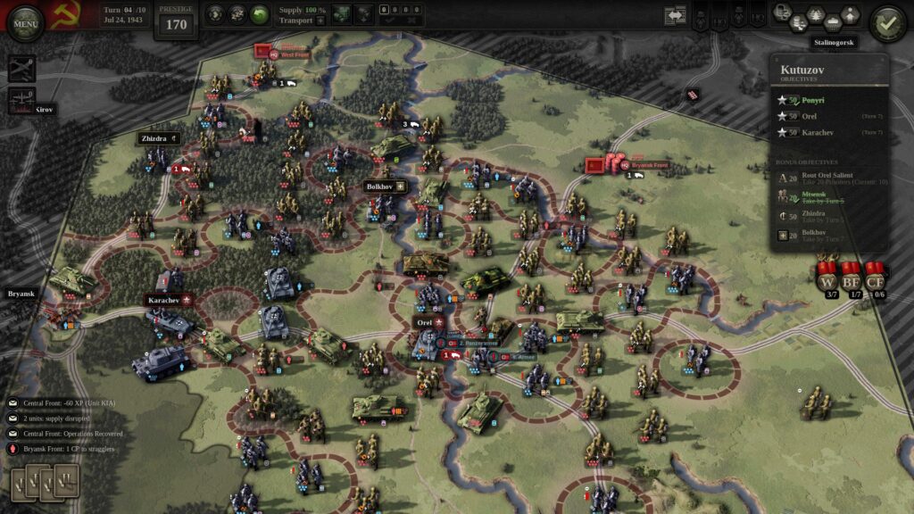 Unity of Command 2 Kursk DLC - Kutuzov scenario. Any semblance of solid frontline is gone as Soviet units isolate many German infantry divisions