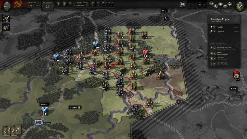 Unity of Command 2 Kursk DLC - Chernigov-Pripyat mission. The Soviets have cut the German lines right down the middle with an increasingly large wedge. 