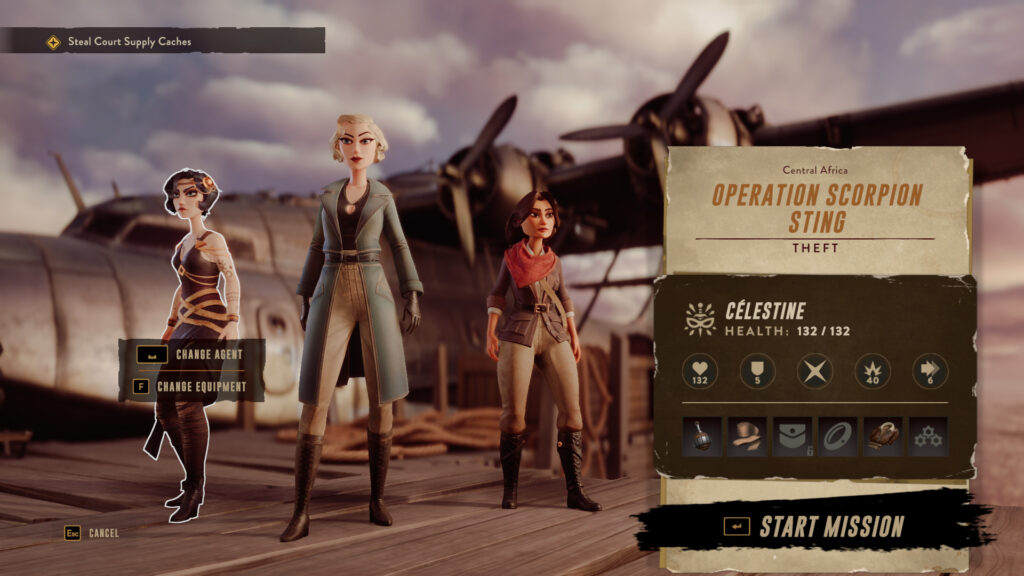 Pre-mission screen with Ingrid, Anna and Celestine