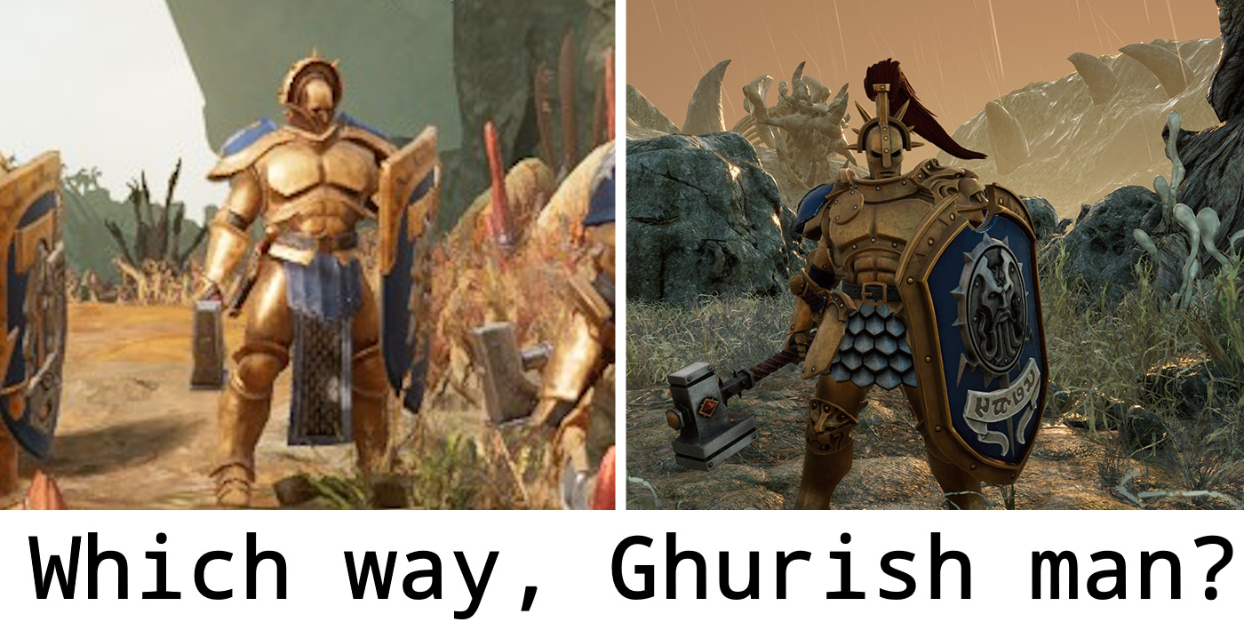 Warhammer Age of Sigmar: Realms of Ruin demo - WHICH WAY GHURISH MAN? You get to choose between the classic lumpy liberators and the new slimmer Thunderstrike armor variant