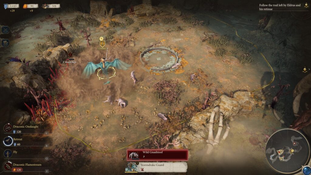Warhammer Age of Sigmar Realms of Ruin - Drakonith guard engages some orcish pseudodogs next to ruined circle
