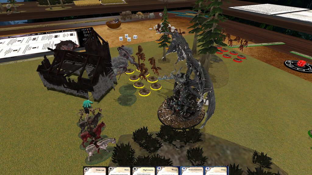 SAGA: Age of Magic: an Archdemon stares down the Four Horsemen while some Hunters square off against some Flying Creatures in the background
