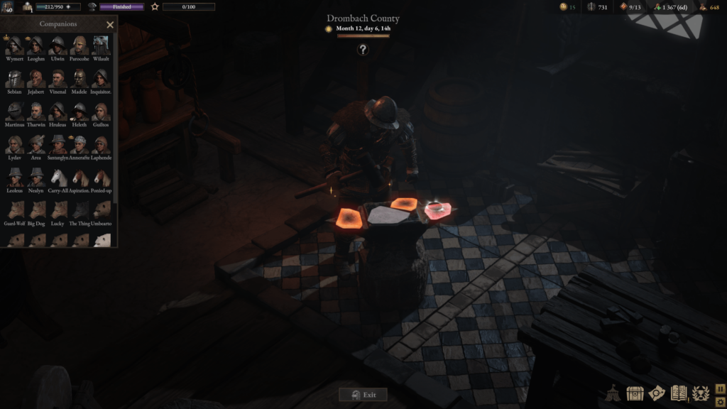 Wartales: the blacksmith minigame