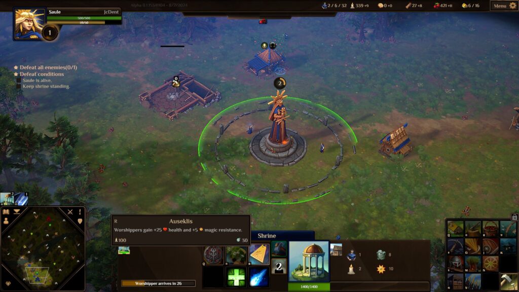 Godsworn demo: Shrine to Saulė is the center of a future classical RTS base