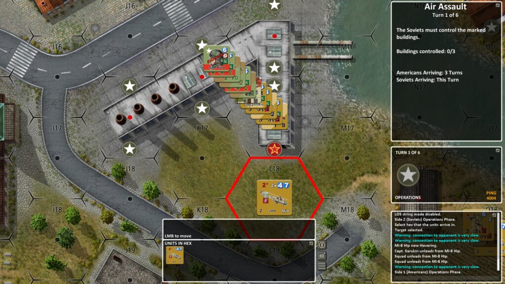 Lock 'n Load Tactical Digital screenshot: start of the turn initiative roll grants initiative to the Soviets.