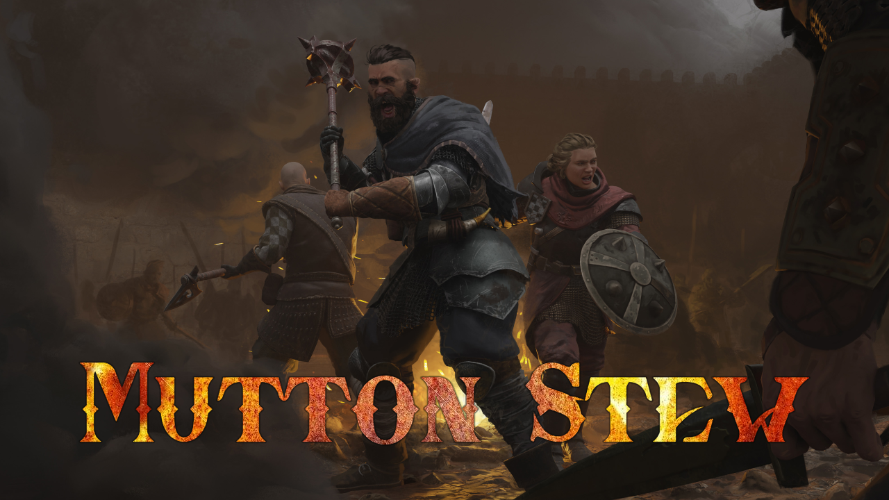 Wartales banner but I HUMOROUSLY replaced the game title with MUTTON STEW