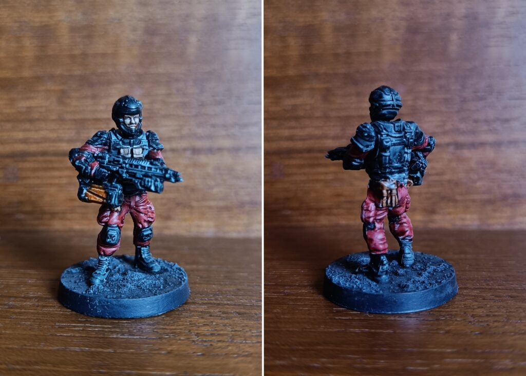 GCPS trooper with a Flamethrower, painted red and black.