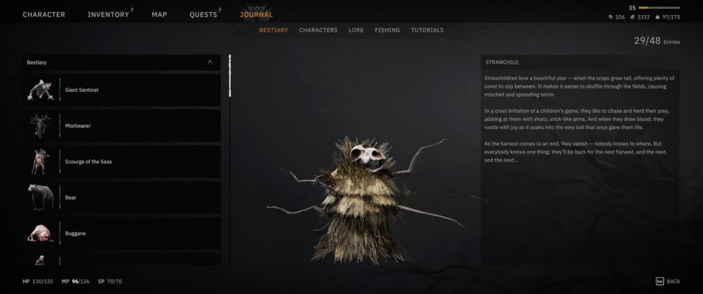 Tainted Grail: lore entry for the Strawchild
