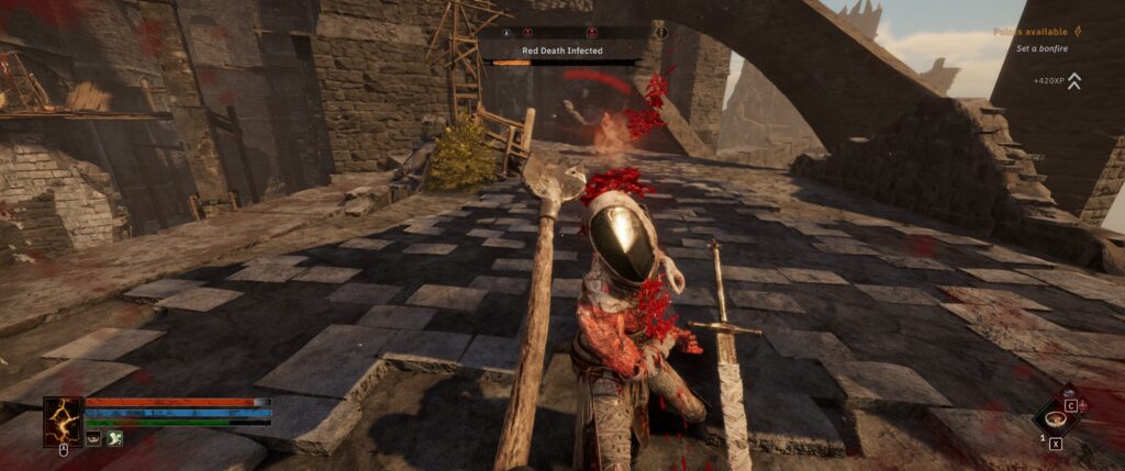 Tainted Grail: Red Death Infected gets bonked over the head with a shovel