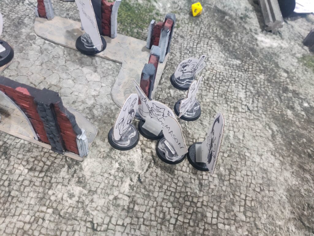 Burrows and Badgers 2E fighting between standees