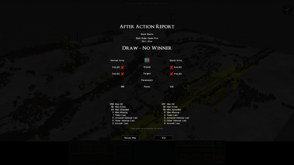 Combat Mission: end-of-battle debrief screen. 
