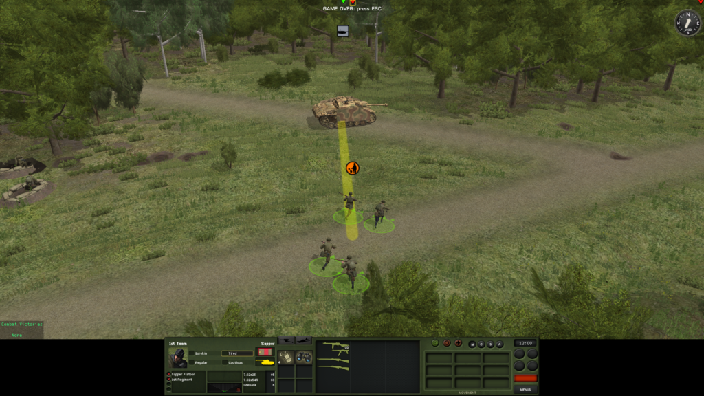 Combat Mission: Engineers sneaking up on a StuG.